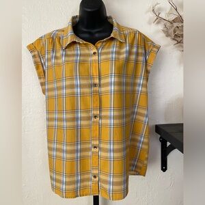 Yellow Plaid Short Sleeve Top‎